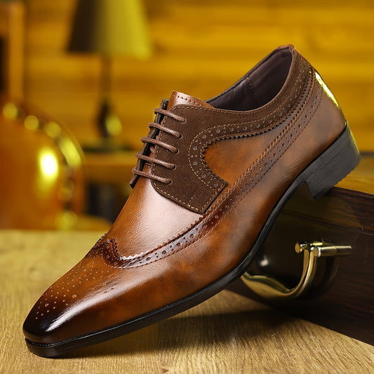 Herren Oxford Schuhe Brogue Flügelspitze Schnürsenkel - Eveloria