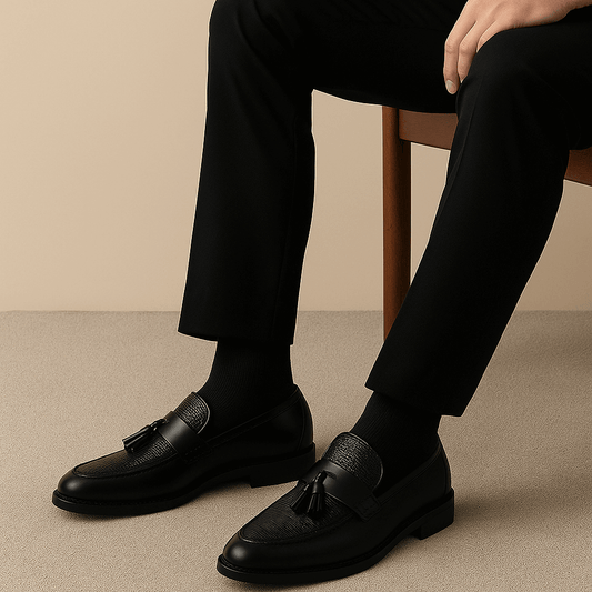 Herren Lässige Loafers Reinschlüpfen Quasten Schwarz - Eveloria