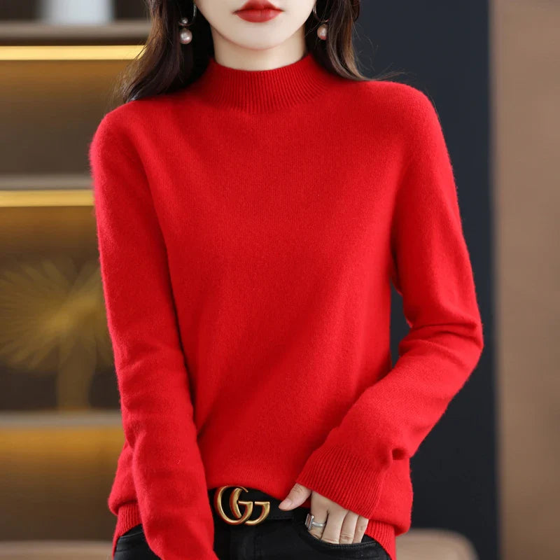 Damen Merinowolle Pullover Slim Fit