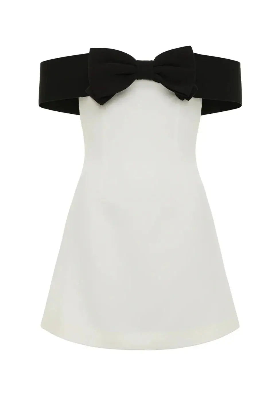 Weißes Damenminikleid mit er Schleife und V-Ausschnitt