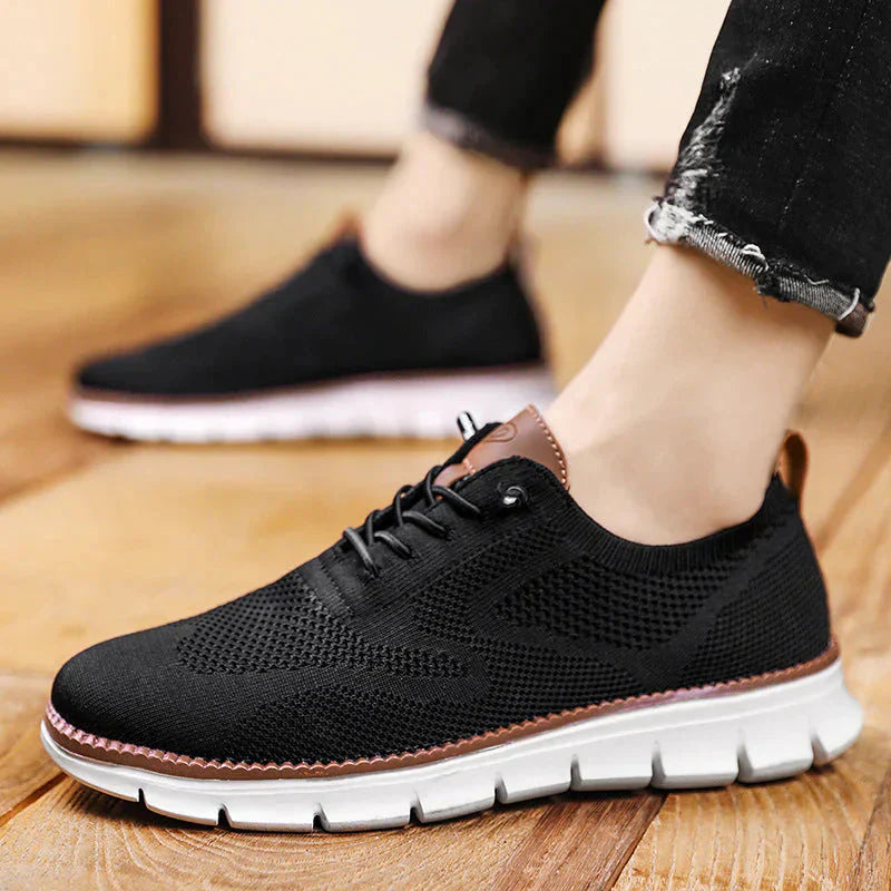 Mesh Turnschuhe | Atmungsaktiv | Walking | Slip-On Turnschuhe | Herrenschuhe-Schwarz-40-Chaps Herrenmode