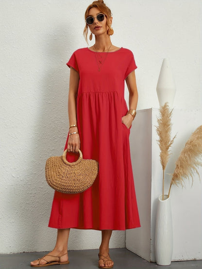 Damen Kleid Rundhalsausschnitt Elegantes Design
