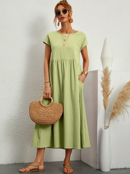Damen Kleid Rundhalsausschnitt Elegantes Design