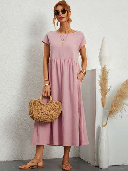 Damen Kleid Rundhalsausschnitt Elegantes Design