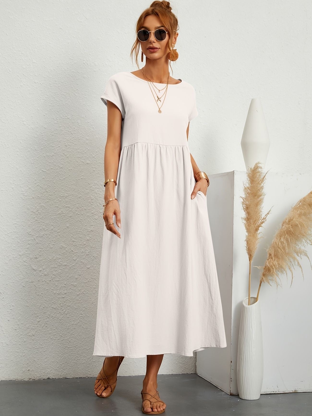 Damen Kleid Rundhalsausschnitt Elegantes Design - Norvielle