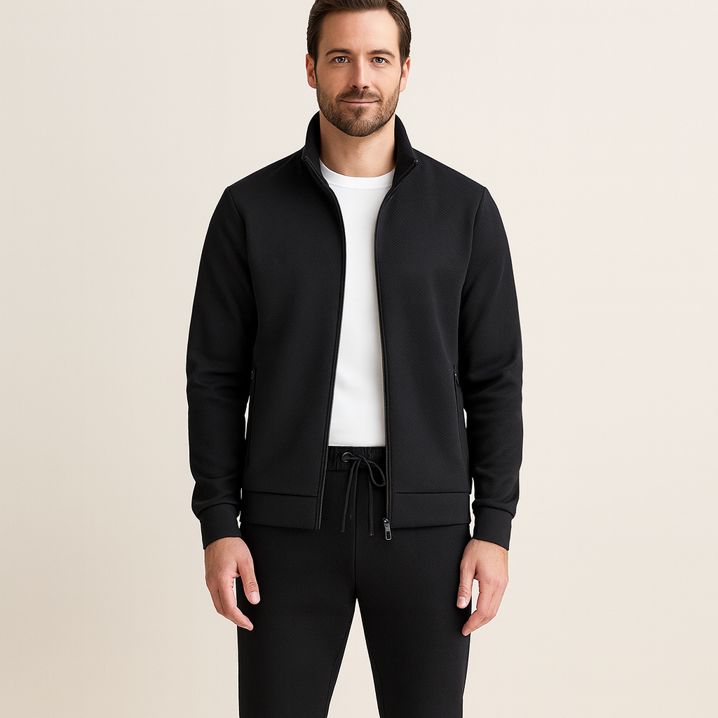 Herren Trainingsanzug Schlanke Passform Funktional Schwarz - Norvielle