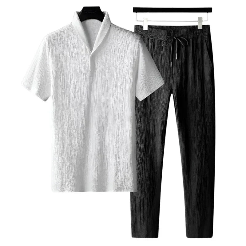 Herren Sommer Set Baumwolle Polo Hose Old-Money Stil