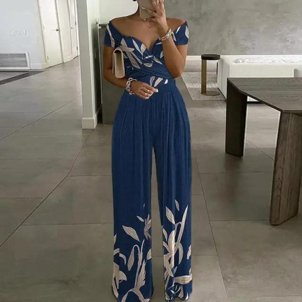 Norvielle Damen Off-Shoulder Jumpsuit Elegantes Design