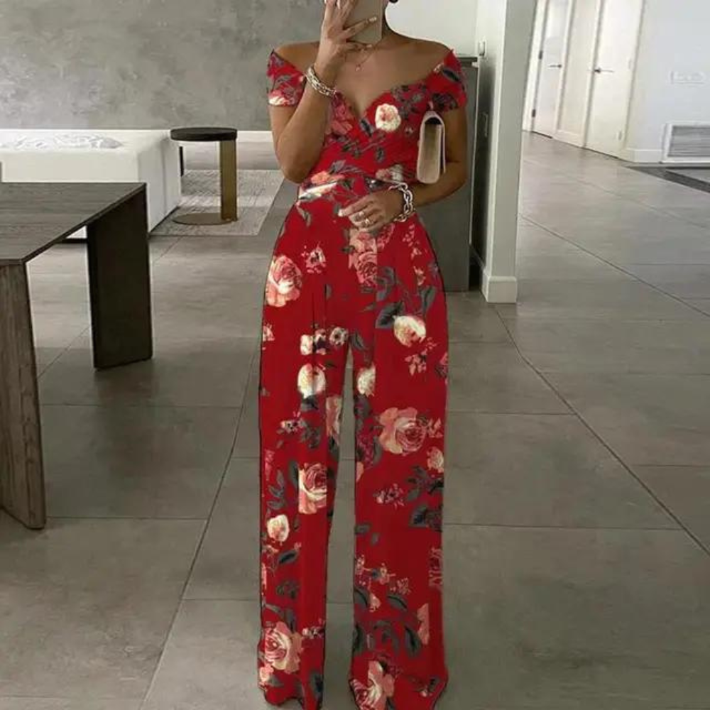 Norvielle Damen Off-Shoulder Jumpsuit Elegantes Design