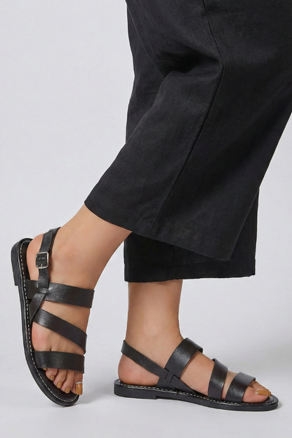 Damen Flache Sandalen Mit Fersenriemen