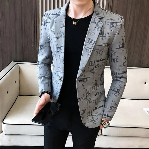 Norvielle Herren Blazer Bedruckt Lässig