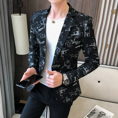 Norvielle Herren Blazer Bedruckt Lässig