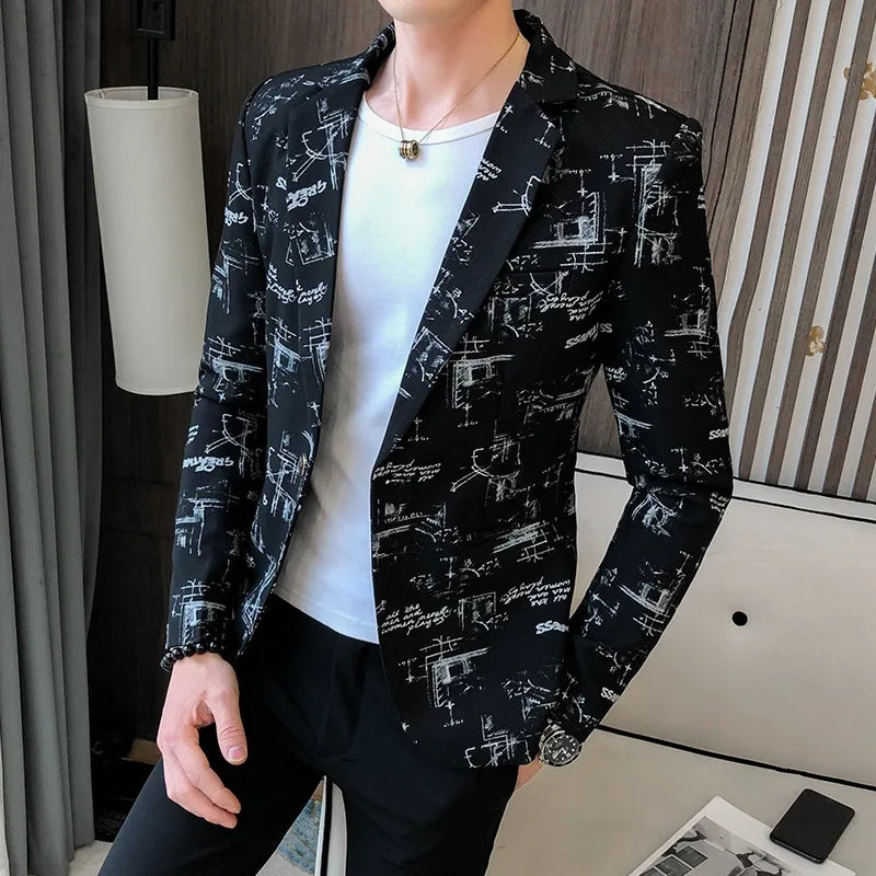 Norvielle Herren Blazer Bedruckt Lässig