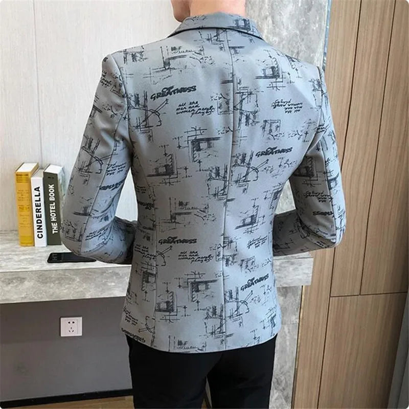 Norvielle Herren Blazer Bedruckt Lässig