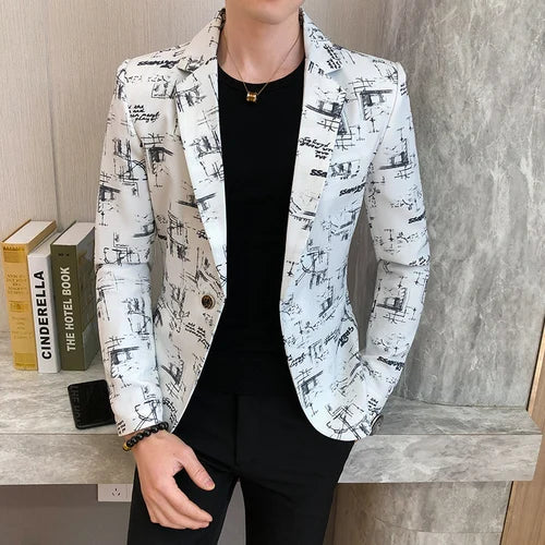 Norvielle Herren Blazer Bedruckt Lässig