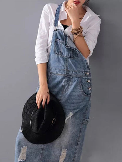 Modernes Denim-Latzkleid von Elarova