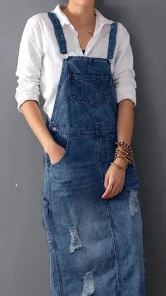 Modernes Denim-Latzkleid von Elarova