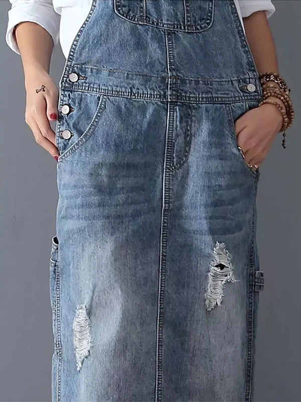 Norvielle Damen Denim-Latzkleid Modern - Norvielle