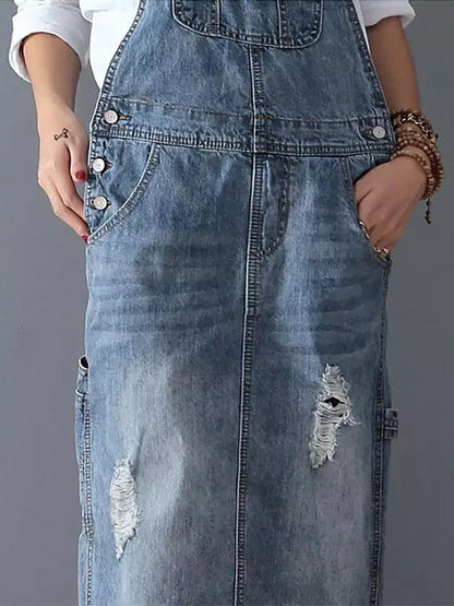 Norvielle Damen Denim-Latzkleid Modern - Norvielle