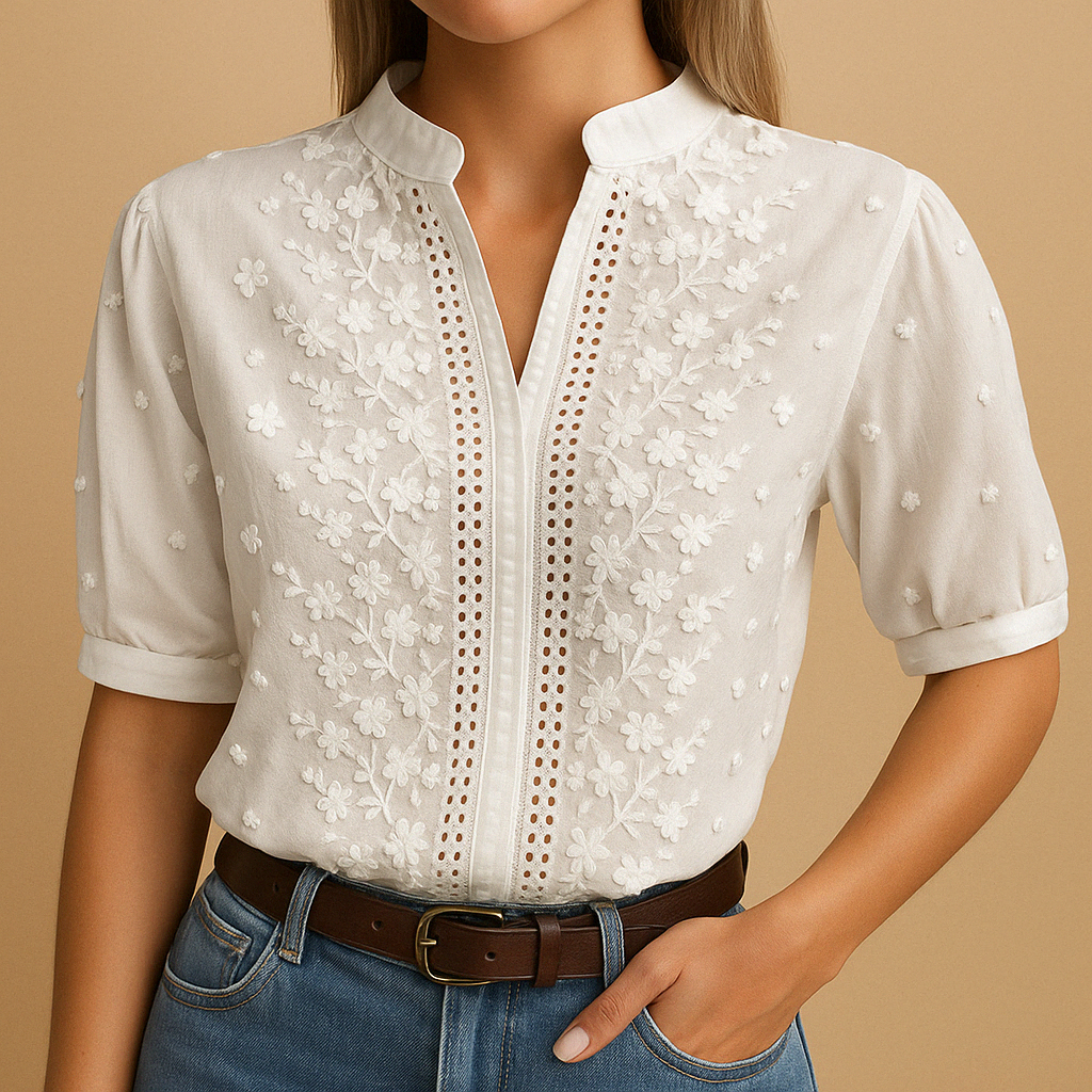 Damen Bluse Klassischer V-Ausschnitt
