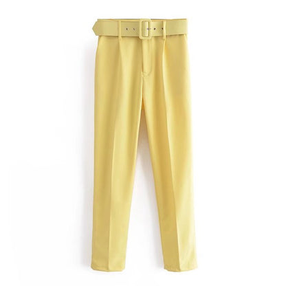 Damen Hochbundhose mit Gürtel und Taschen Lässig