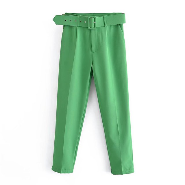 Damen Hochbundhose mit Gürtel und Taschen Lässig