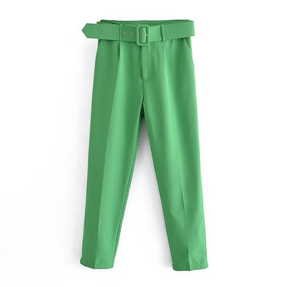 Damen Hochbundhose mit Gürtel und Taschen Lässig