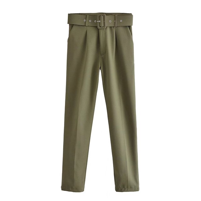 Damen Hochbundhose mit Gürtel und Taschen Lässig