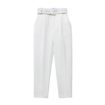 Damen Hochbundhose mit Gürtel und Taschen Lässig