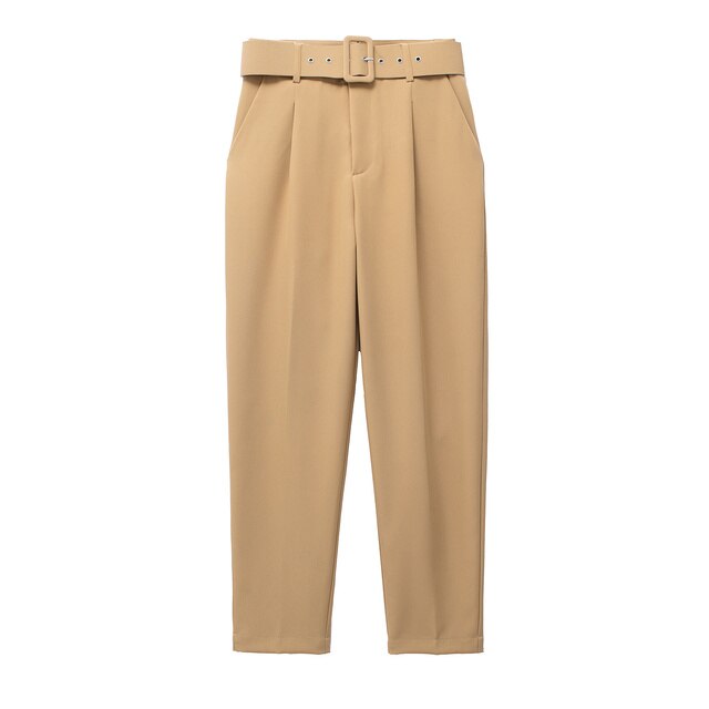 Damen Hochbundhose mit Gürtel und Taschen Lässig