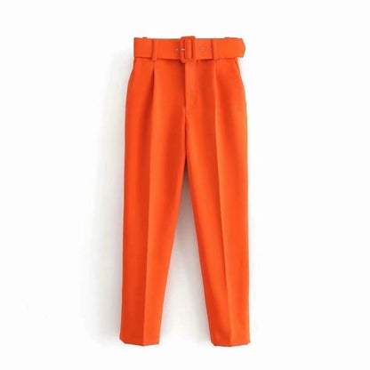 Damen Hochbundhose mit Gürtel und Taschen Lässig