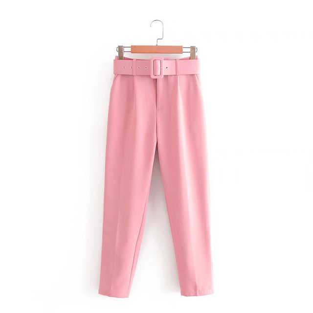 Damen Hochbundhose mit Gürtel und Taschen Lässig