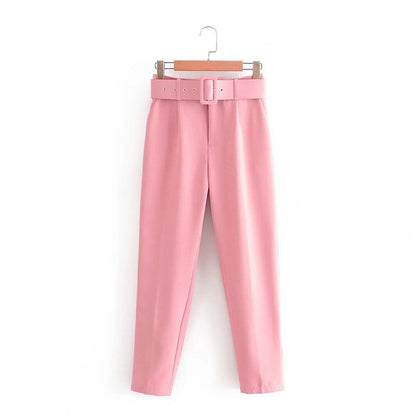 Damen Hochbundhose mit Gürtel und Taschen Lässig