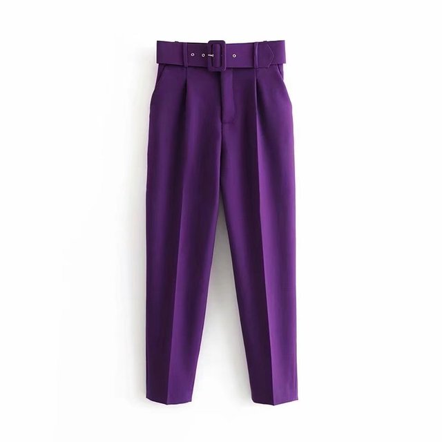 Damen Hochbundhose mit Gürtel und Taschen Lässig