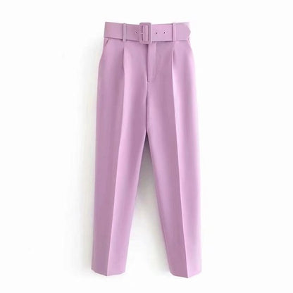Damen Hochbundhose mit Gürtel und Taschen Lässig