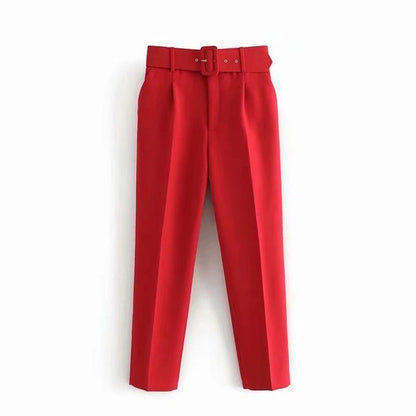 Damen Hochbundhose mit Gürtel und Taschen Lässig