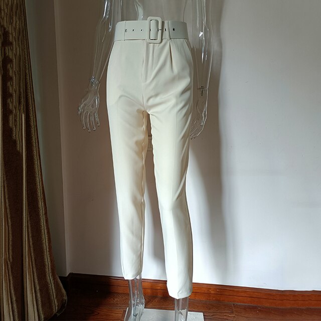 Damen Hochbundhose mit Gürtel und Taschen Lässig