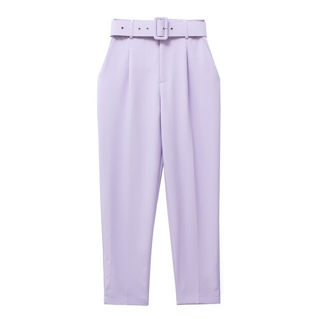 Damen Hochbundhose mit Gürtel und Taschen Lässig