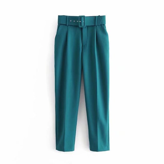 Damen Hochbundhose mit Gürtel und Taschen Lässig