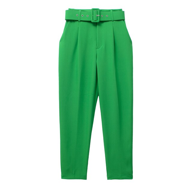 Damen Hochbundhose mit Gürtel und Taschen Lässig