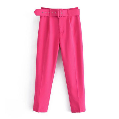 Damen Hochbundhose mit Gürtel und Taschen Lässig