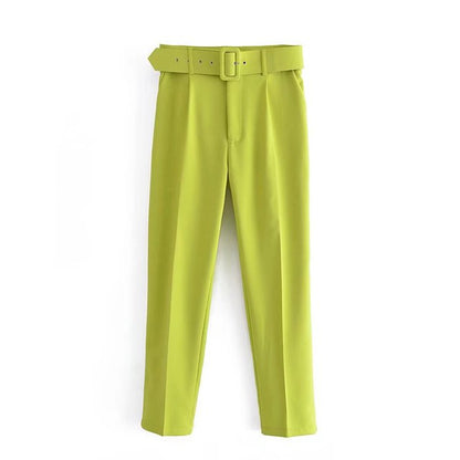 Damen Hochbundhose mit Gürtel und Taschen Lässig