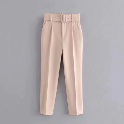 Damen Hochbundhose mit Gürtel und Taschen Lässig