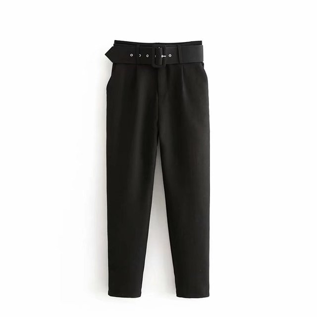 Damen Hochbundhose mit Gürtel und Taschen Lässig
