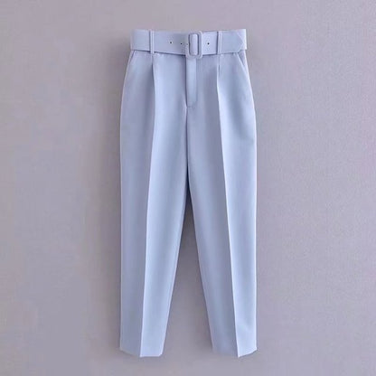 Damen Hochbundhose mit Gürtel und Taschen Lässig
