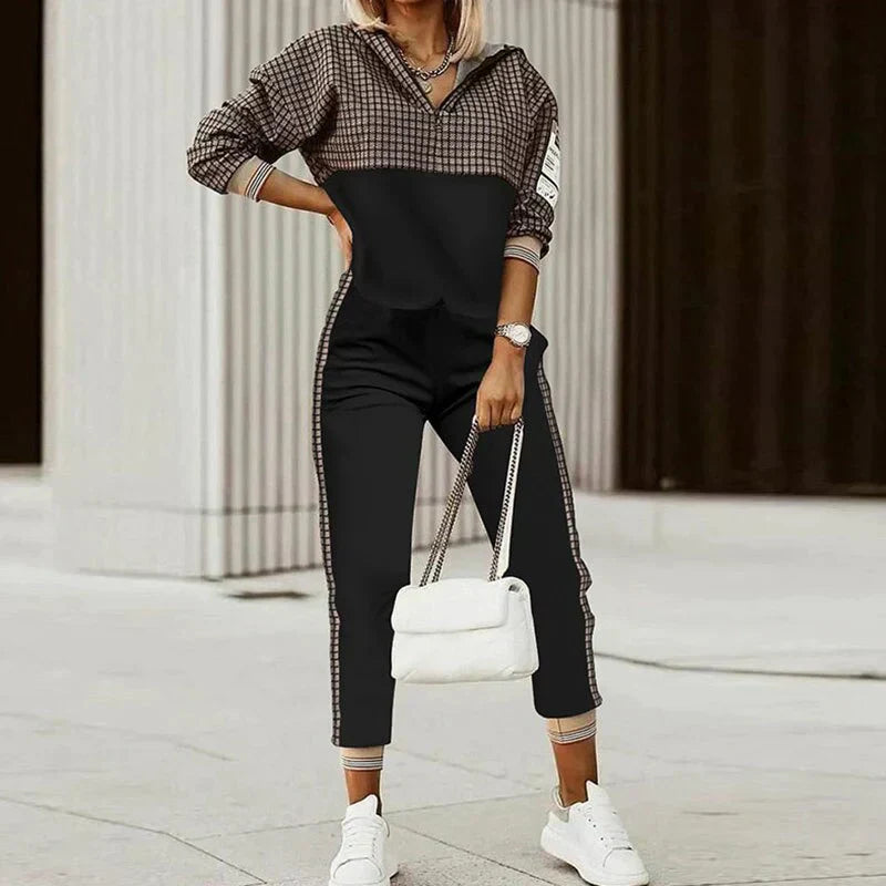 Damen Lässiger Zip Trainingsanzug Set