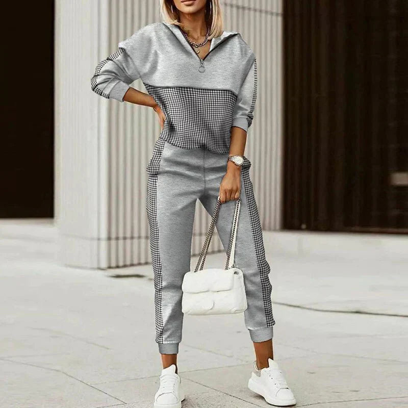 Damen Lässiger Zip Trainingsanzug Set