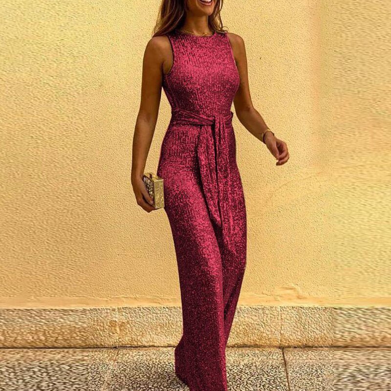 Bibi Damen Jumpsuit Pailletten Eleganz