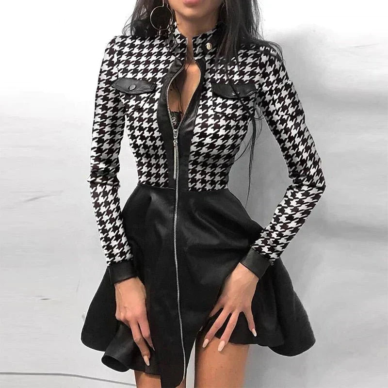 Norvielle Damenkleid Frontreißverschluss Stylisch