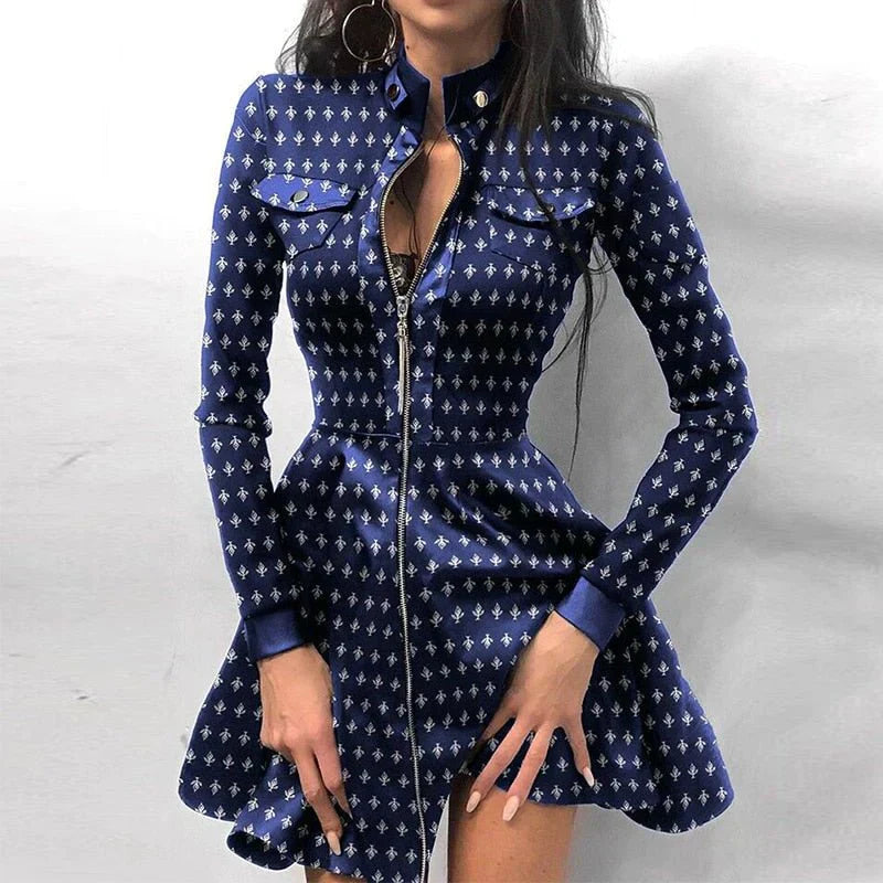 Norvielle Damenkleid Frontreißverschluss Stylisch